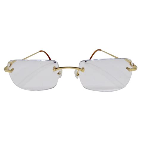 cheap cartier glasses gold frame|cartier rectangular rimless glasses.